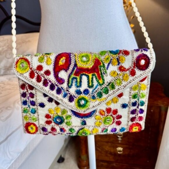 Handmade Boho Multicolour Rajasthani Crossbody Bag - Picture 1 of 12